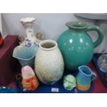 Large Chrequeluere? Pottery Jug, Shorter vases, Copeland shell vase, twin handled vase, ovoid vase