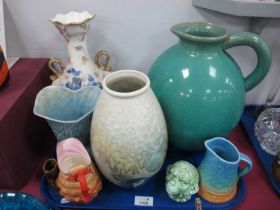Large Chrequeluere? Pottery Jug, Shorter vases, Copeland shell vase, twin handled vase, ovoid vase