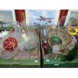 Moulded Glass Decanters, bowls, vases, etc:- Two Boxes