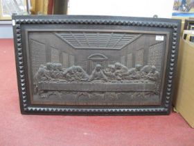 'Coalbrookdale' The Last Supper, cast iron wall plaque with latin verse - Amen I Say To You That One