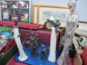 Soul Journeys, Maasai and other resin figures, African themed (8):- One Tray. A large silvered