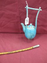 Royal Engineers Bamboo Swagger Stick, George 5th, Chinese turquoise glazed teapot, with high handle,