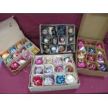 Vintage Christmas Baubles and Decorations, approximately forty-eight, in four boxes.