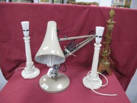 Anglepoise Lamp, brass table lamp, pair of alabaster lamps. (4).