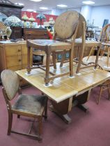 1920's Oak Drawleaf Table, together with four oak dining chars, with leather backs, drop in seats,