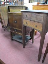 XX Century Mahogany Sewing Table, with a hinged top silk lined interior, single drawer, with