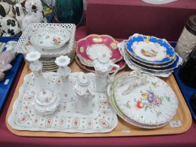 Continental Porcelain Dressing Table Set, Dresden porcelain dessert set, cabinet plates etc:- One