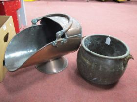 XIX Century Copper Coal Helmet, handled pan (2).