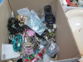 Bangles, necklaces, brooches and other costume jewellery, some in original packaging:- One Box