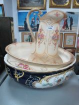 Crown Devon Blush Ivory Toilet Jug and Bowl, together with a Villeroy and Boch toilet bowl decorated