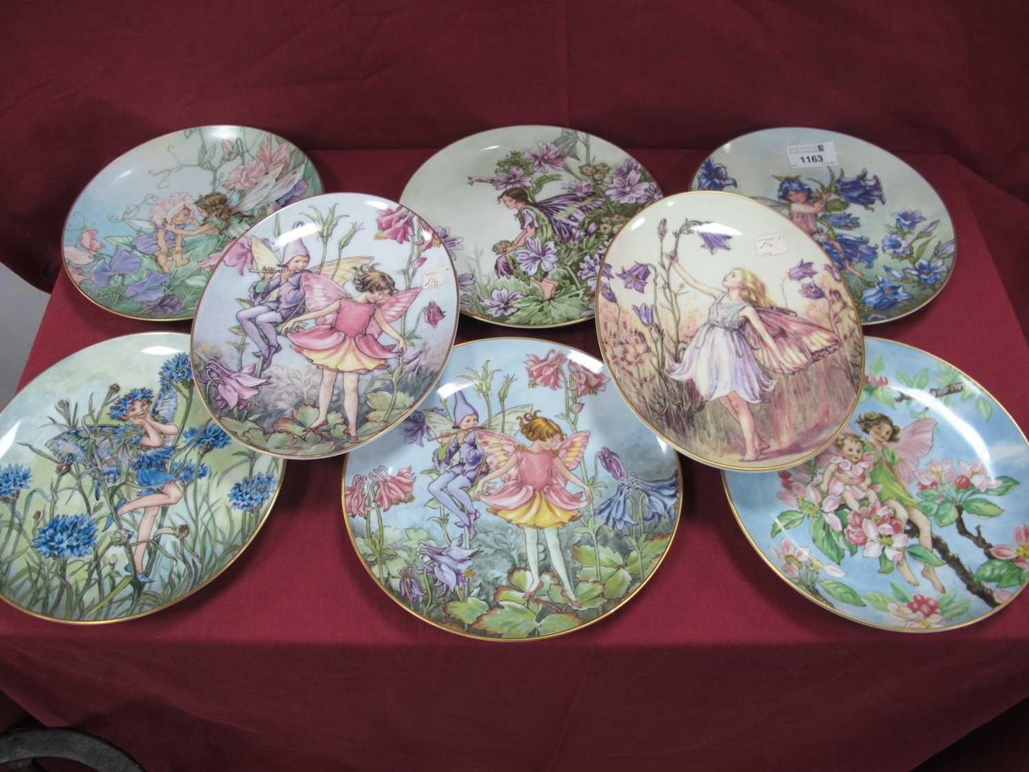 Set of Six Heinrich Porcelain Flower Fairy Plates, and two oval Worcester plates