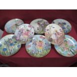 Set of Six Heinrich Porcelain Flower Fairy Plates, and two oval Worcester plates