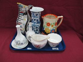 Royal Crown Derby Posies, sugar bowl and cream jug. Italian jug, Chinese blue and white vase with