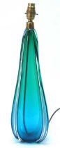 A Turquoise Glass Table Lamp, overlaid with clear glass spines.