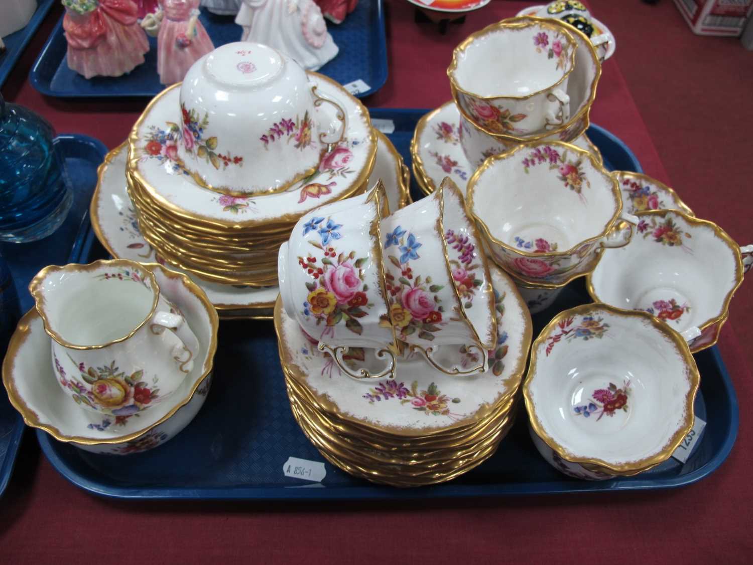 Hammersley China Teaware, pattern 12668 decorated with floral sprays and highlighted in gilt (