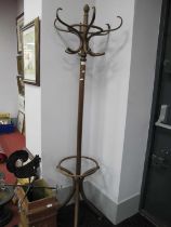 Bentwood Coak/Hat Stand, with six S shaped hooks, swept legs.