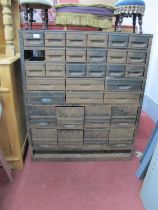 Industrial Metal Tool Cabinet by N Brown Eagle Steelworks, Heywood, 3 x 6 small drawers (one