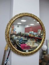 XX Century Gilt Circular Wall Mirror, with pierced scroll decoration, 70cm wide.