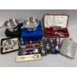 A Pewter Quaich, boxed, together with further examples, a pewter hipflask "Wentworth Shop 1997