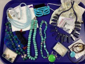 Turquoise Bead Necklaces, "925" circular set pendant on chain, polished bead necklace and matching