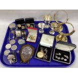 Jean Herber Openface Pocket Watch, cufflinks, commemorative and other coins, miniature trophy