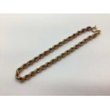 A 9ct Gold Ropetwist Chain Bracelet, (unsoldered clasp stamped "9kt") (6.7grams).