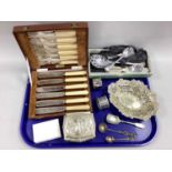 Vintage Fillans Huddersfield Cased Set of Fish Knives and Forks, decorative pierced dish, boxed