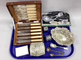 Vintage Fillans Huddersfield Cased Set of Fish Knives and Forks, decorative pierced dish, boxed