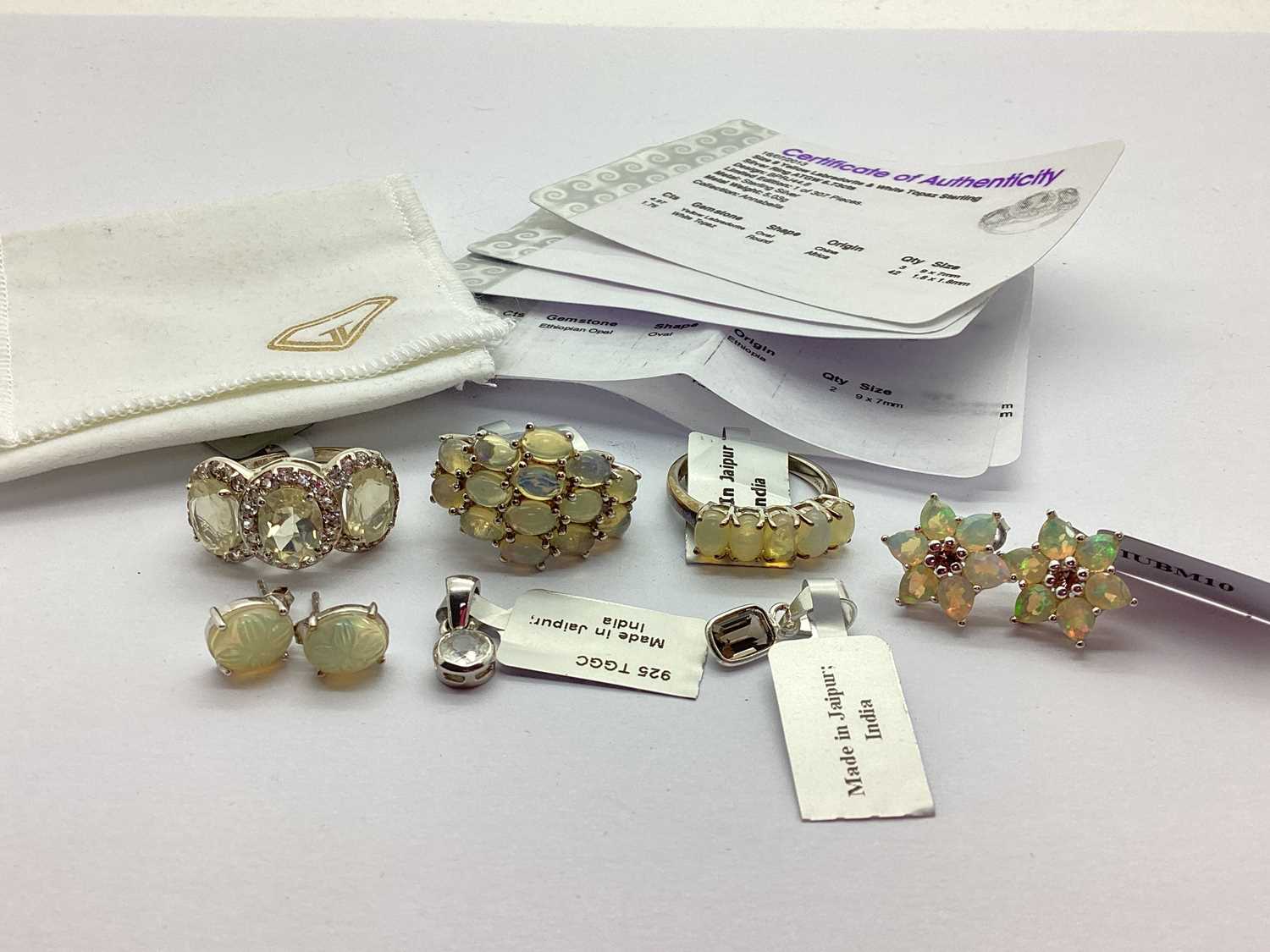 A Collection of "925" TGGC Stone Set Jewellery, to include yellow labradorite and white topaz