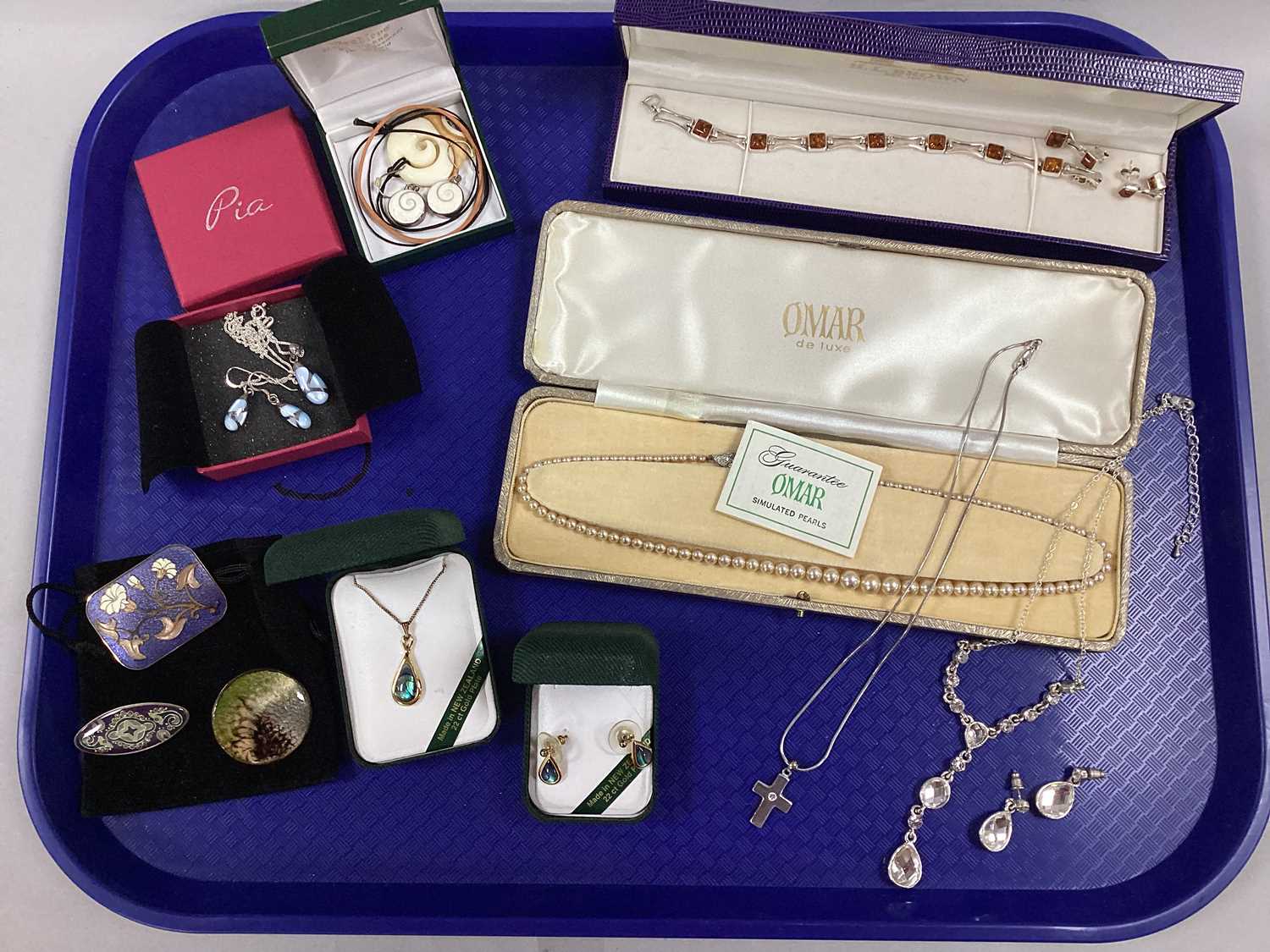 Modern "925" and Other Jewellery, including imitation pearls, enamel and other brooches etc :- One