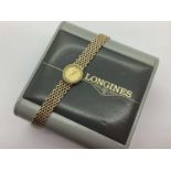 Longines; A 9ct Gold Cased Quartz Ladies Wristwatch, the signed dial with Roman numerals and line