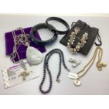 A Small Collection of "925" Clasped Jewellery, to include Honora multi-hue pearl bead bracelet,