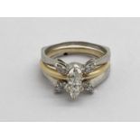 A Modern Marquise Cut Diamond Single Stone Diamond Ring, high claw set (finger size N), fitted