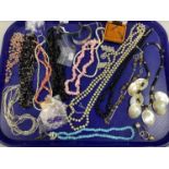 A Variety of Costume Jewellery, to include a coral chip necklace, to barrel clasp, shell drop