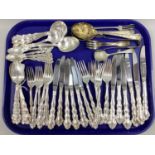 Community Decorative Scroll Six Setting Canteen of Plated Cutlery, together with further plated