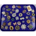 A Collection of Assorted Costume Brooches, (stones missing / some lacking pins etc) :- One Tray