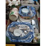 Royal Worcester "Davenham Platinum" Cake Plate, Spode Italian blue-white dishes, Maling vase,