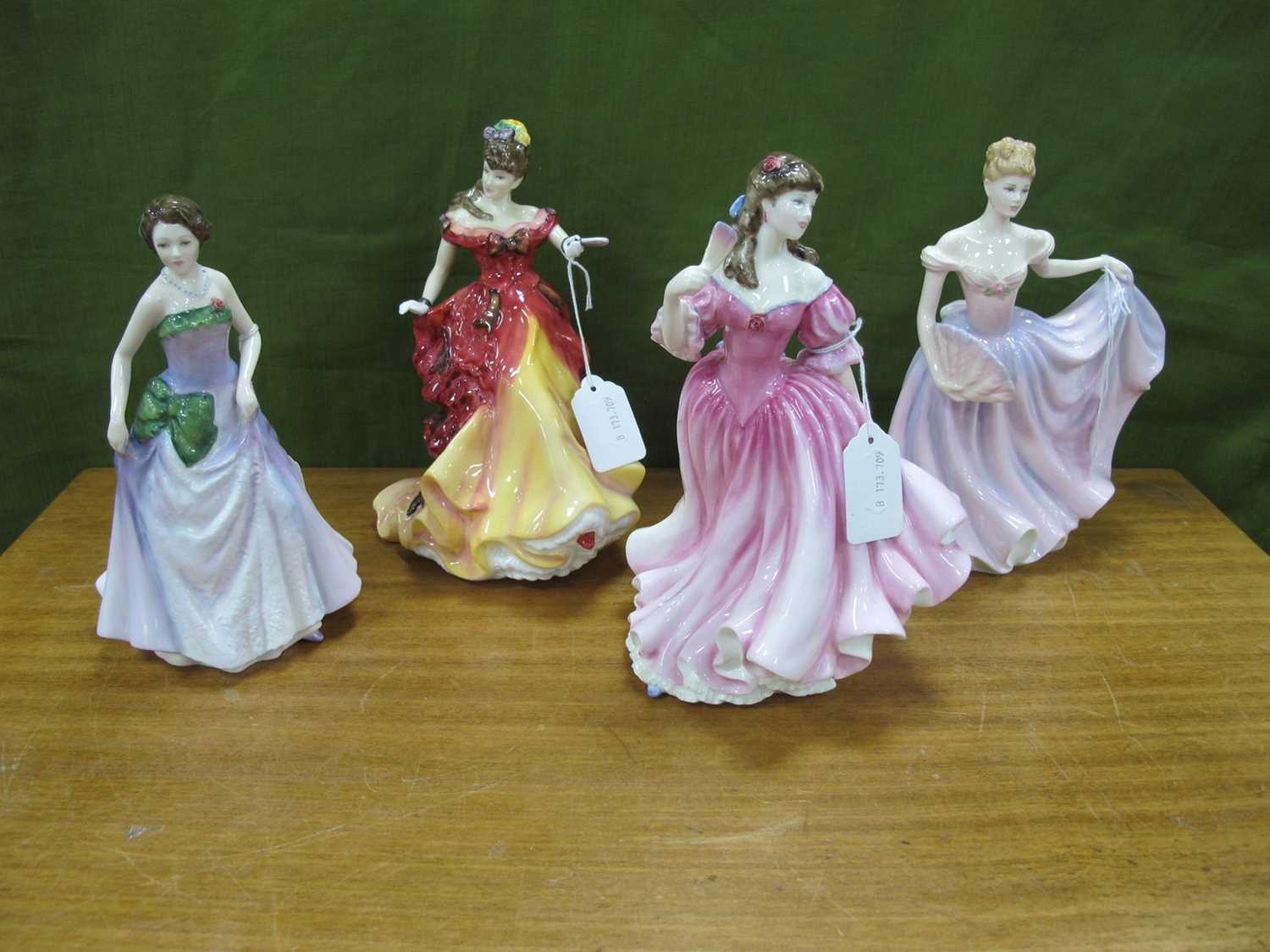 Royal Doulton Figure of The Year 'Belle', 21.5cm high, 'Lauren', 'Rachel', and 'Jessica', each