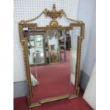 Gilt Rectangular Wall Mirror, top with urn and sway decoration, border with egg and dart decoration,