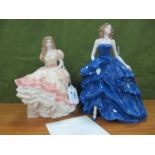Royal Worcester Figurines Summer Romance 'Claire', 19.5cm high and 'Laura' for Compton &