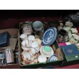 Teaware, three graduated jugs, Oriental vases, tankards, flatware, etc:- Three Boxes.