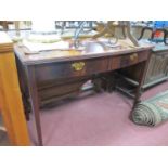 Mahogany Bow Fronted Side Table, with two small drawers, on tapering legs, 114cm wide.