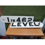 A Mid XX Century Railway Lineside Wooden 'Level 1 in 462' Sign, in two sections with original bolt.