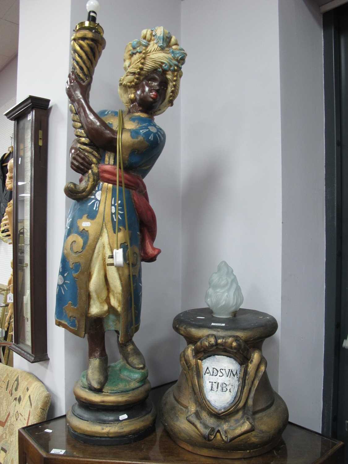 Resin Standard Lamp, as a boy of Indian extraction, on base, 160cm high.