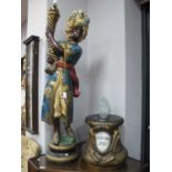 Resin Standard Lamp, as a boy of Indian extraction, on base, 160cm high.