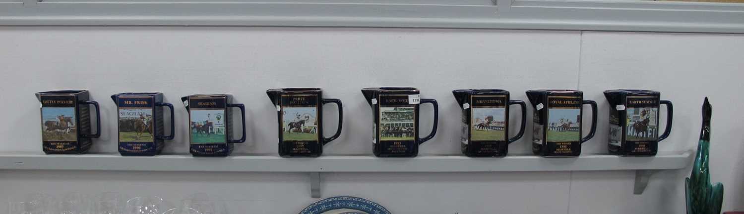 Five Limited Edition Martell Grand National Winner Jugs 1992-1995 and 1998, together with three