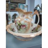 Late XIX Century Jug and Bowl, with floral decoration,