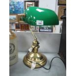 Bank Desk Lamp, with green shade (untested sold for parts only).