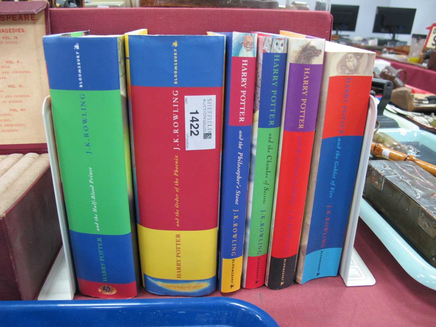 J.K. Rowling, Harry Potter First Edition Books (x 6), including Philosopher's Stone 1997, Chamber of