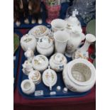 Aynsley 'Cottage Garden' Rose Bowl, vases, lidded pot, trinkets, etc:- One Tray